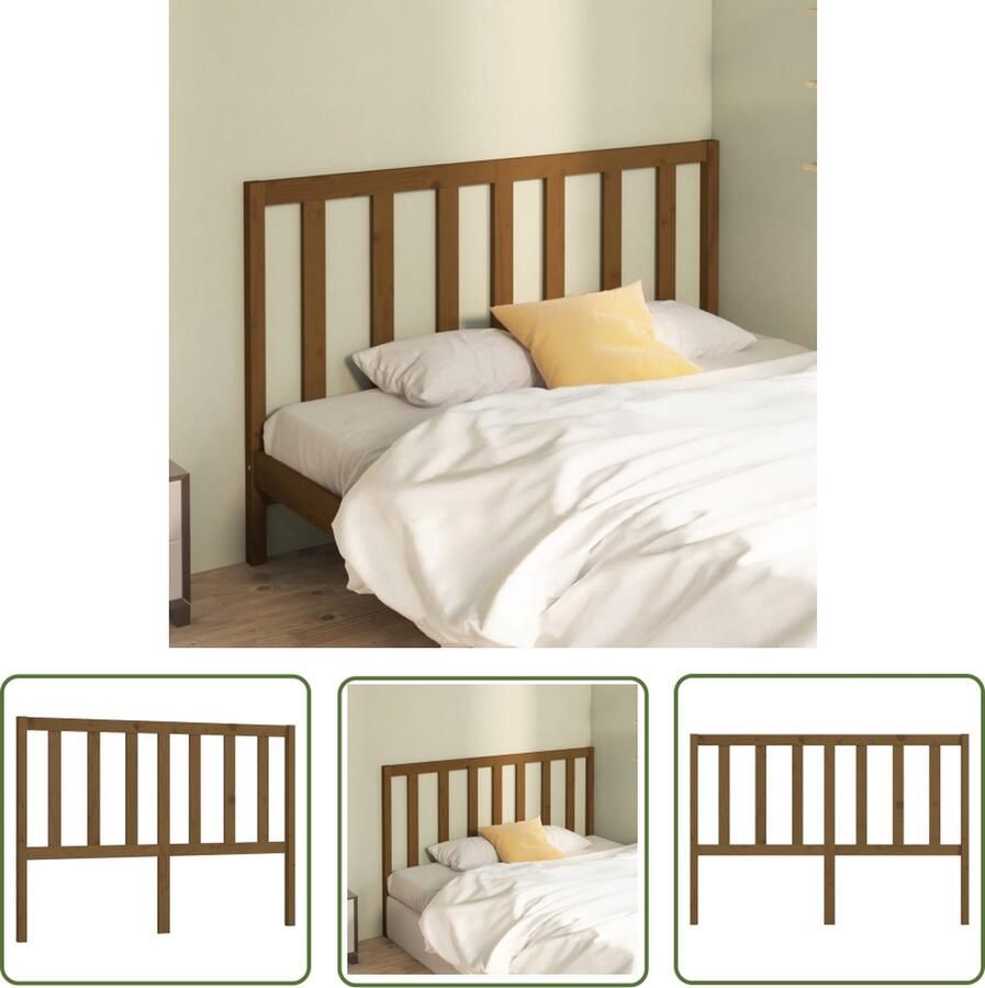 The Living Store Houten Hoofdeinde 126 x 4 x 100 cm Klassieke Uitstraling Houten Hoofdbord Klassieke Hoofdbord Voor Bed Grenenhout Hoofdbord Bruine Hoofdbord