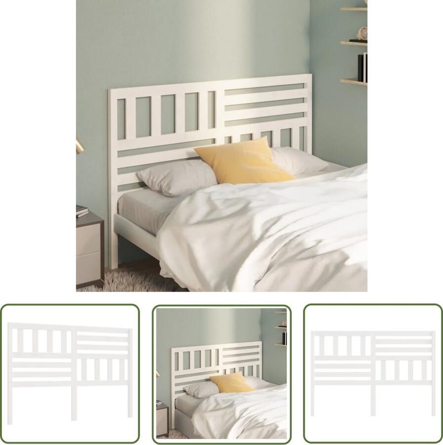The Living Store Houten Hoofdeinde Klassieke Uitstraling Hoogwaardig Grenenhout 156 x 4 x 100 cm Wit Houten Hoofdbord Klassieke Hoofdbord Grenenhout Hoofdbord Witte Hoofdbord Voor Bed