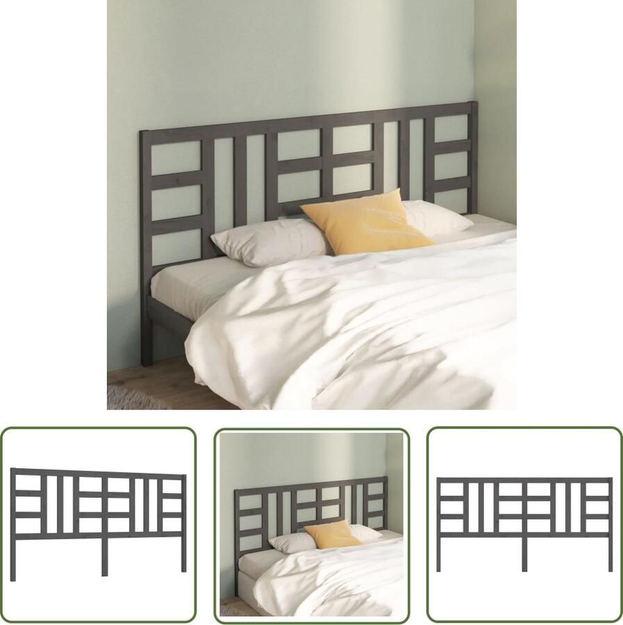 The Living Store Houten Hoofdeinde Grijs 186 x 4 x 100 cm Klassieke Uitstraling Houten Hoofdbord Klassieke Hoofdbord Grijze Hoofdbord Hoofdboard Voor Bed Bedroom Decor