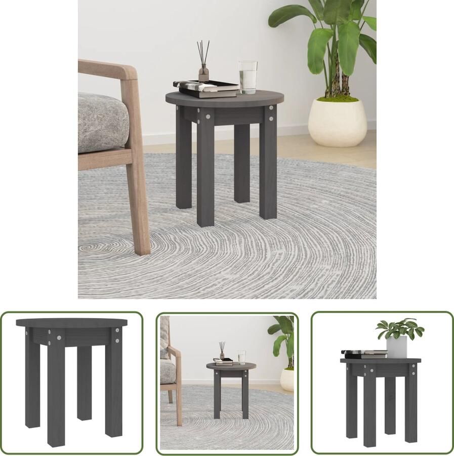 The Living Store Klassieke houten salontafel 35 x 35 cm Massief grenenhout Salontafel Klassieke Salontafel Houten Salontafel Grenenhouten Salontafel Ronde Salontafel - Foto 2