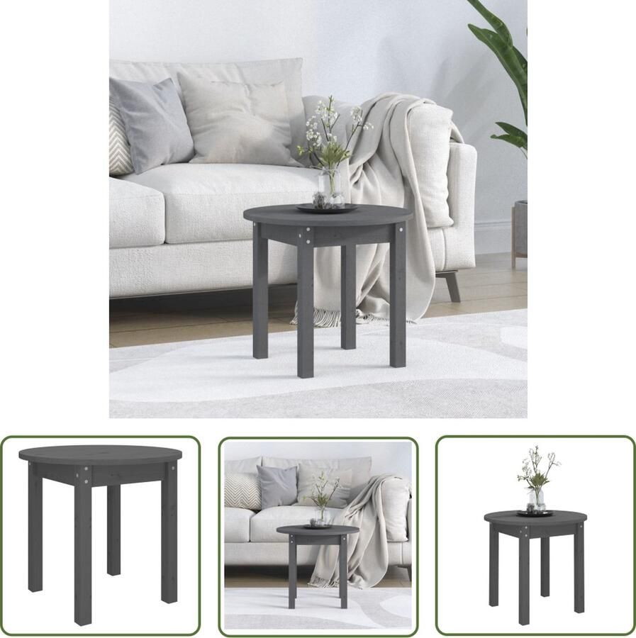 The Living Store Salontafel Klassiek Grenenhout Stevig Tafelblad á 45 x 40 cm Grijs Salontafel Klassieke Salontafel Grenenhouten Salontafel Grijze Salontafel Rond - Foto 2