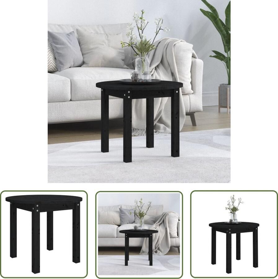 The Living Store Salontafel Klassiek á 55 x 45 cm Massief grenenhout Salontafel Klassieke Salontafel Houten Salontafel Grenenhouten Salontafel Zwarte Salontafel - Foto 2