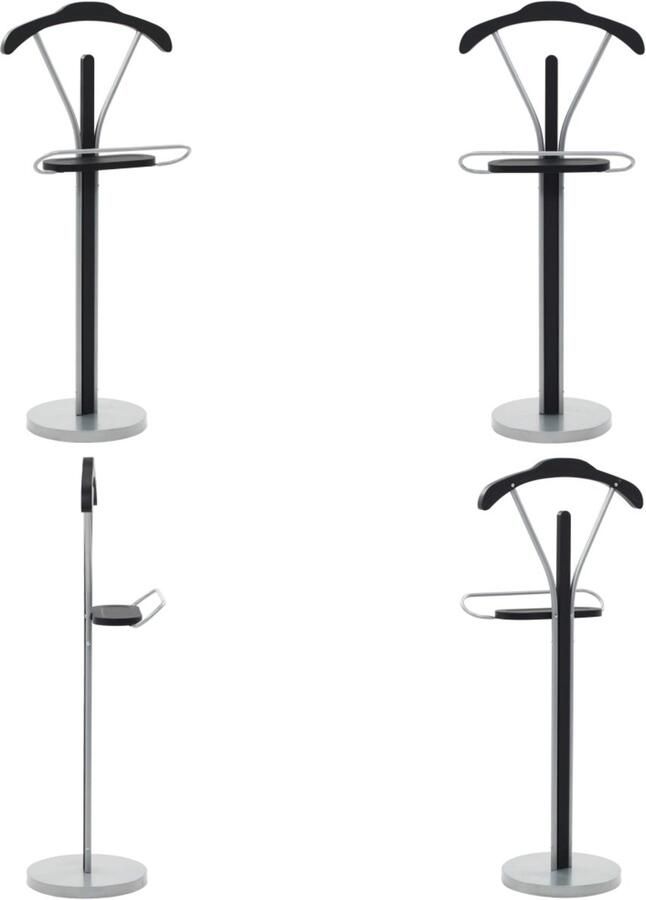 VidaXL Kledingbutler 45x35x107 cm zwart en grijs Valet Stand Valet Stands Opslag Valet Stand Badkamer Opbergrek