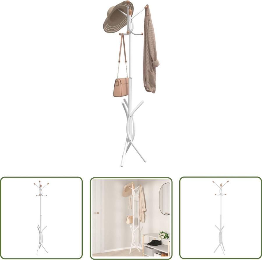 The Living Store Kapstok IJzeren Kledingstandaard 176 cm Wit Kapstok Kledinghanger Entreehal Garderobe Organisatie
