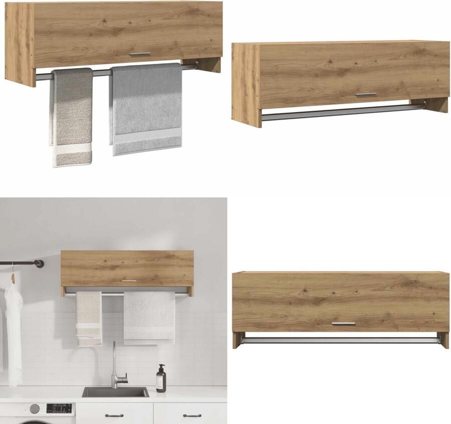 VidaXL Kledingkast 100x32 5x35 cm bewerkt hout artisanaal eikenkleurig Kledingkast Kleerkasten Opbergkast Kast