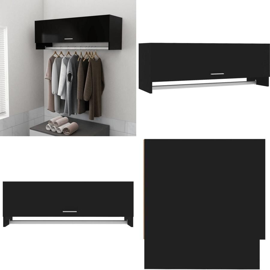 VidaXL Kledingkast 100x32 5x35 cm bewerkt hout zwart Kledingkast Kledingkasten Klerenkast Klerenkasten