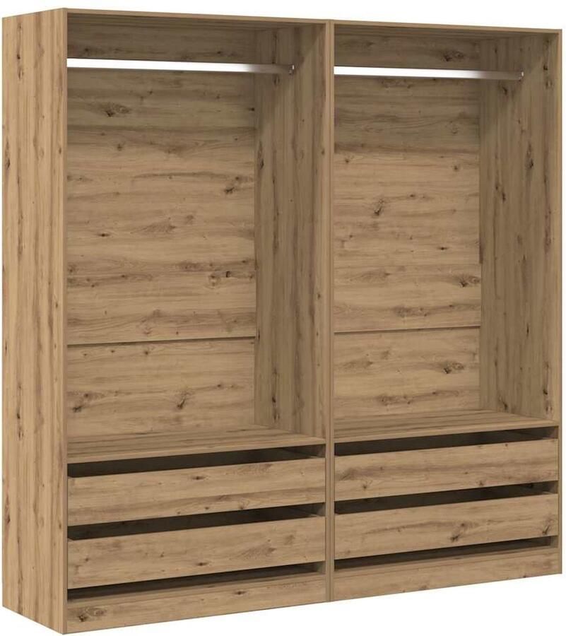 VidaXL Kledingkast 100x50x200 cm bewerkt hout artisanaal eikenkleurig