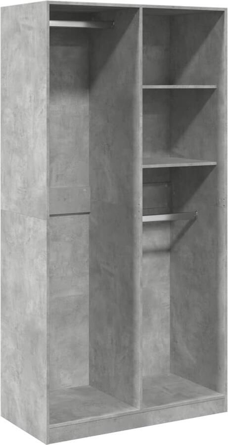 VidaXL Kledingkast 100x50x200 cm bewerkt hout betongrijs