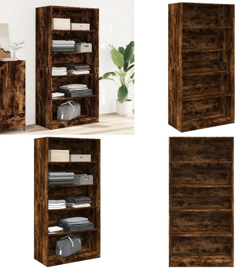 VidaXL Kledingkast 100x50x200 cm bewerkt hout gerookt eikenkleurig Kledingkast Kledingkasten Klerenkast Garderobekast