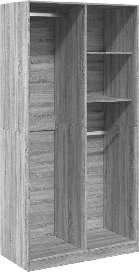 VidaXL Kledingkast 100x50x200 cm bewerkt hout grijs sonoma eikenkleur - Foto 2