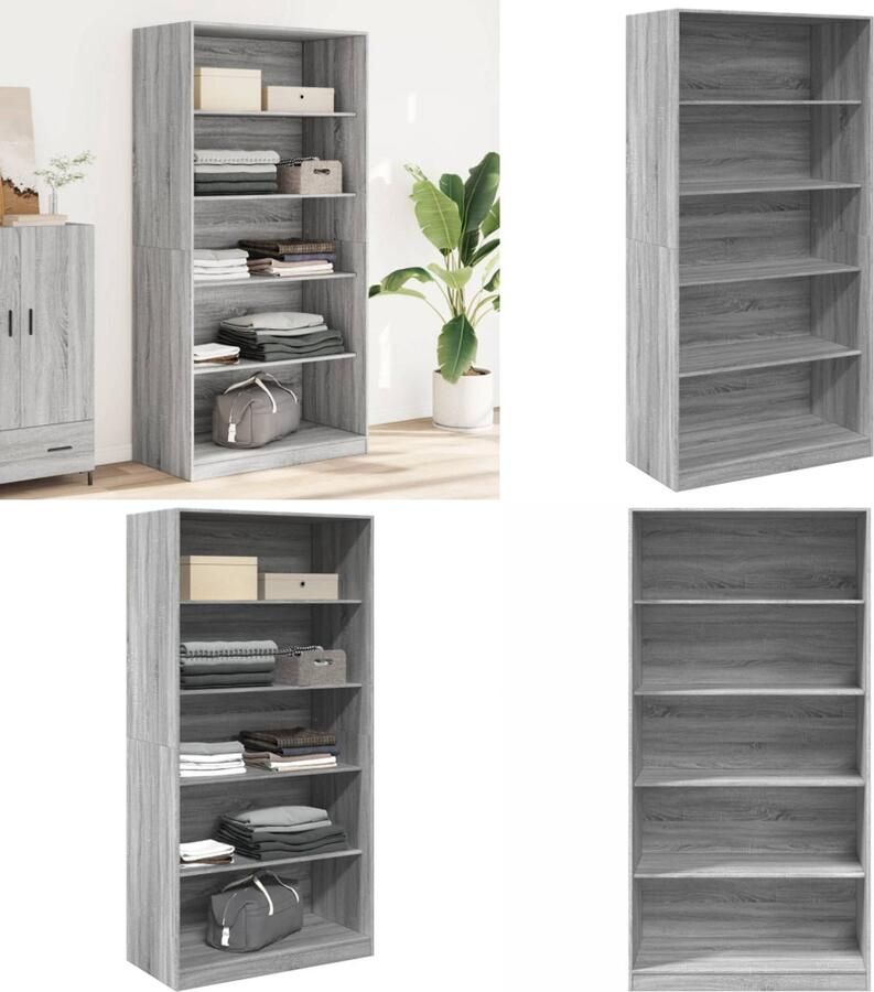 VidaXL Kledingkast 100x50x200 cm bewerkt hout grijs sonoma eikenkleur Kledingkast Kledingkasten Klerenkast Garderobekast