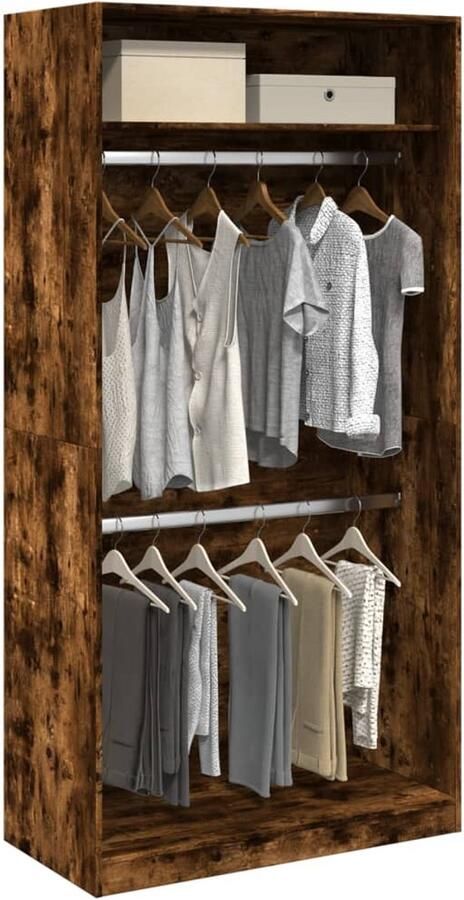 VidaXL Kledingkast 100x50x200 cm Gerookt Eiken Kledingkast Kledingkasten Klerenkast Garderobekast