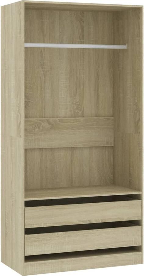 VidaXL Kledingkast 100x50x200 cm Sonoma eiken Kledingkast Kasten Garderobe Bergruimte Houten Meubilair Sonomaneik
