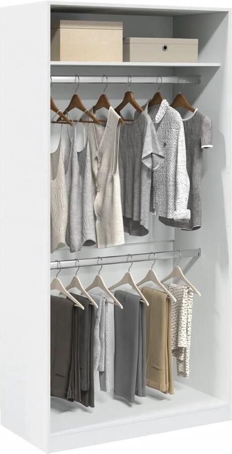 VidaXL Kledingkast 100x50x200 cm Wit Bewerkt hout Kledingkast Kledingkasten Klerenkast Garderobekast