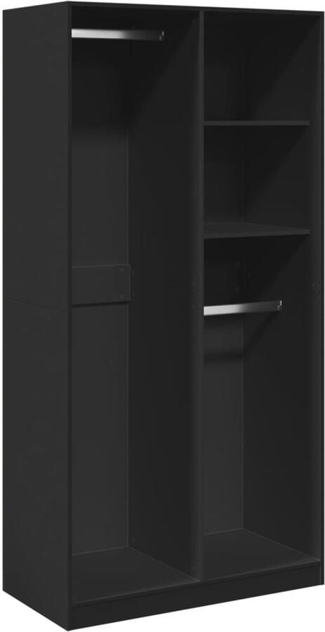 VidaXL Kledingkast 100x50x200 cm Zwart Hout Kledingkast Kledingkasten Klerenkast Garderobekast