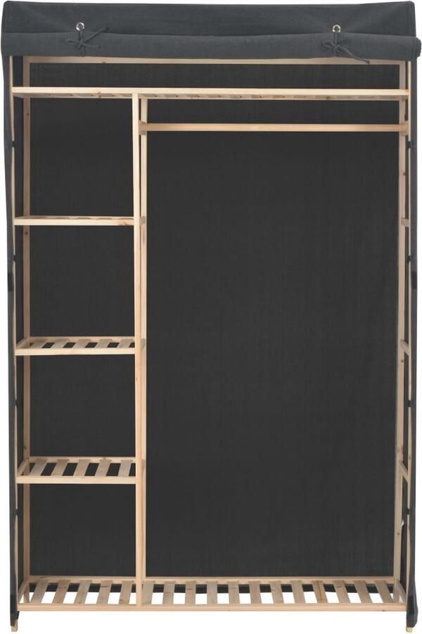 The Living Store Klerenkast Stoffen 110 x 40 x 170 cm Grijs Kledingkast Garderobe Bergruimte Opslagruimte Stoffige Kast