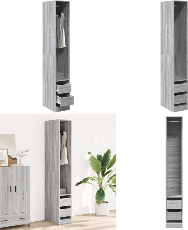 VidaXL Kledingkast 30x50x200 cm bewerkt hout grijs sonoma eikenkleur Kledingkast Kledingkasten Klerenkast Garderobekast