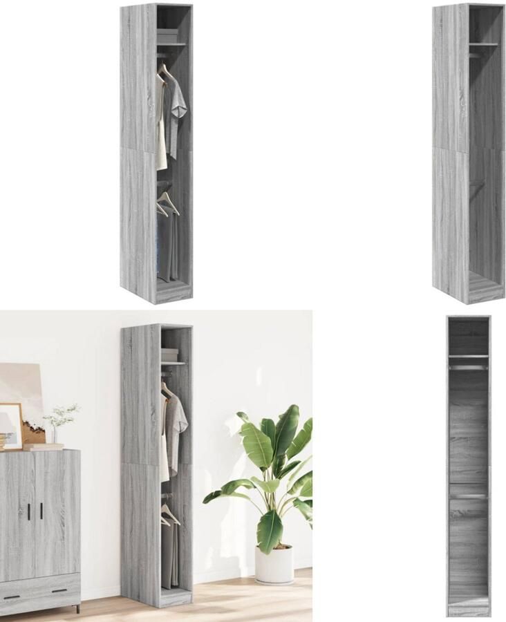 VidaXL Kledingkast 30x50x200 cm bewerkt hout grijs sonoma eikenkleur Kledingkast Kledingkasten Klerenkast Garderobekast