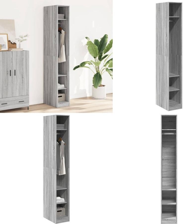 VidaXL Kledingkast 30x50x200 cm bewerkt hout grijs sonoma eikenkleur Kledingkast Kledingkasten Klerenkast Garderobekast