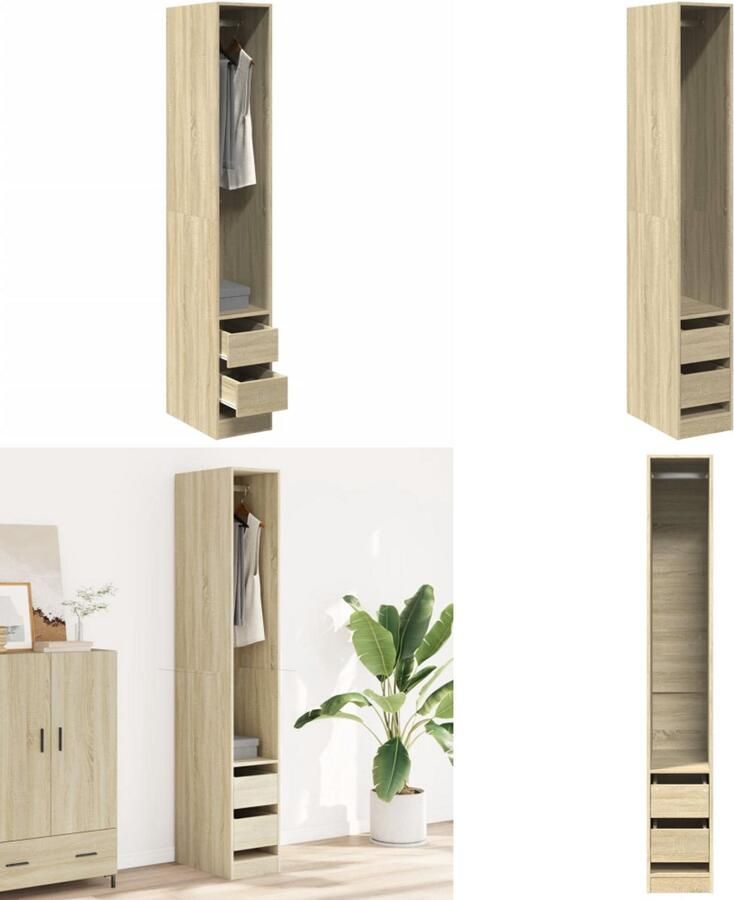 VidaXL Kledingkast 30x50x200 cm bewerkt hout sonoma eikenkleurig Kledingkast Kledingkasten Klerenkast Garderobekast