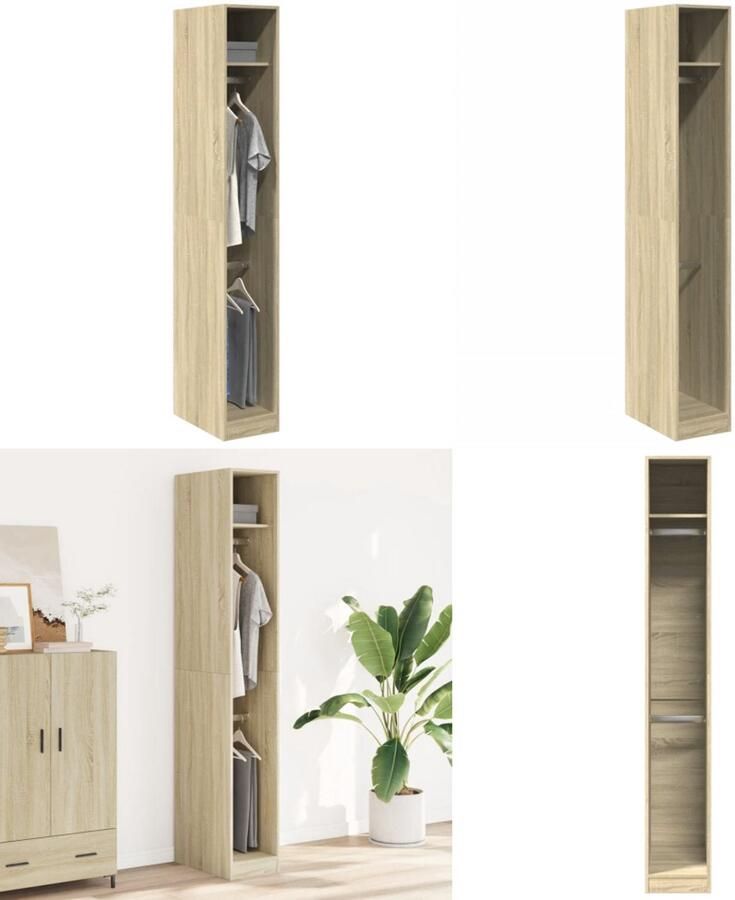 VidaXL Kledingkast 30x50x200 cm bewerkt hout sonoma eikenkleurig Kledingkast Kledingkasten Klerenkast Garderobekast