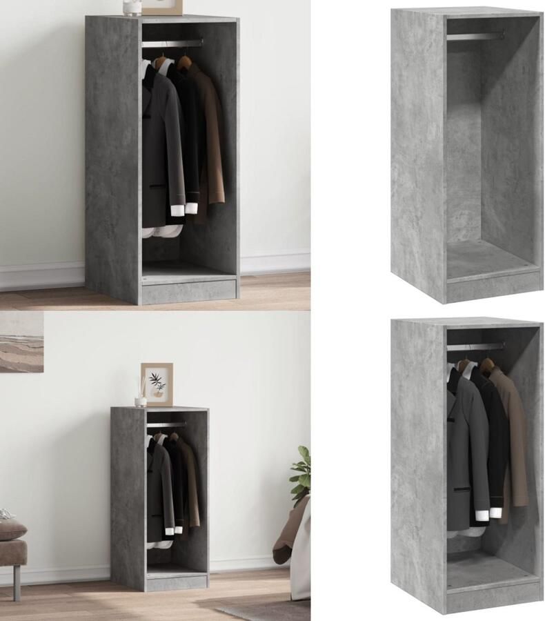 VidaXL Kledingkast 48x41x102 cm bewerkt hout betongrijs Kledingkast Kledingkasten Klerenkast Garderobekast