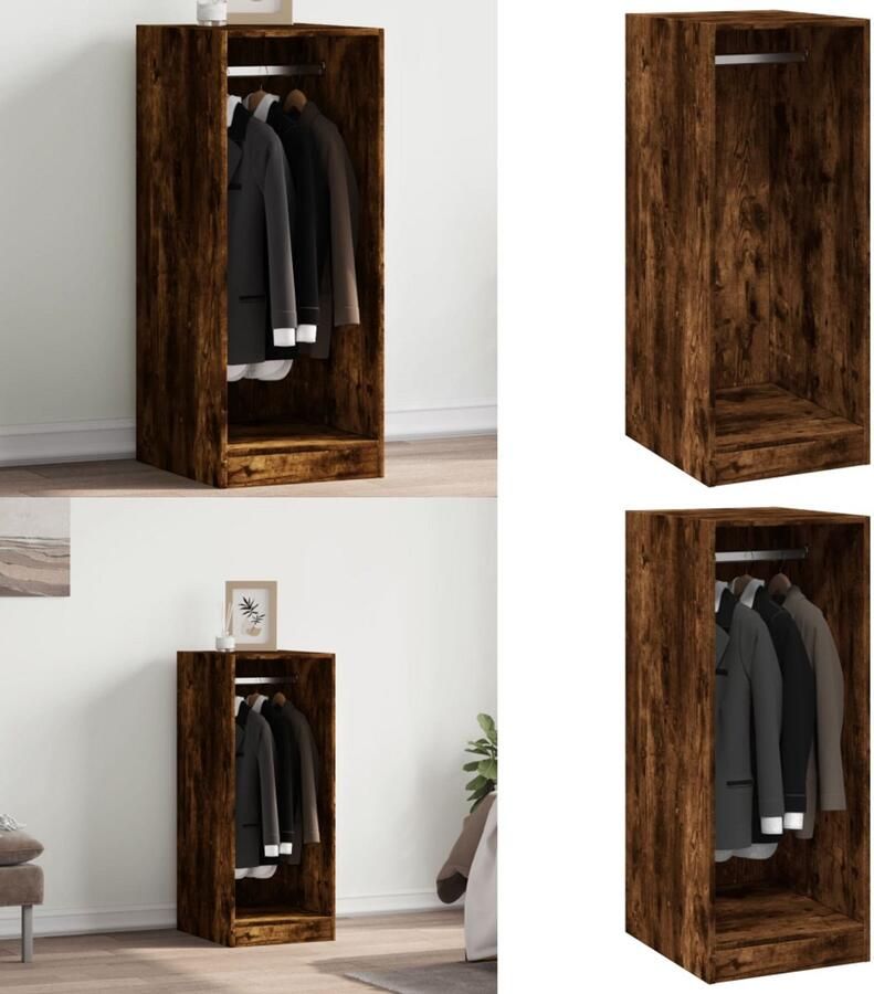VidaXL Kledingkast 48x41x102 cm bewerkt hout gerookt eikenkleurig Kledingkast Kledingkasten Klerenkast Garderobekast