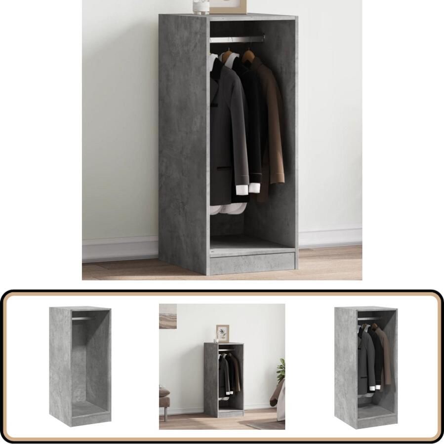 VidaXL Kledingkast 48x41x102 cm Bewerkt hout Grijs Kledingkast Garderobe Houten Kledingkast Betonnen Grijze Kledingkast Kleine Kledingkast