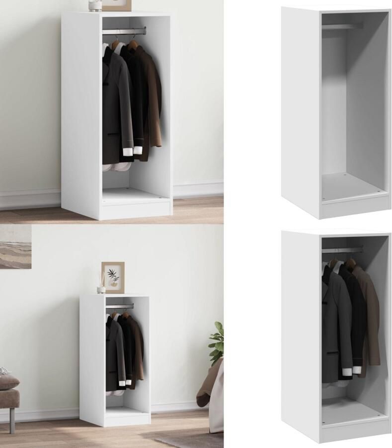 VidaXL Kledingkast 48x41x102 cm bewerkt hout wit Kledingkast Kledingkasten Klerenkast Garderobekast