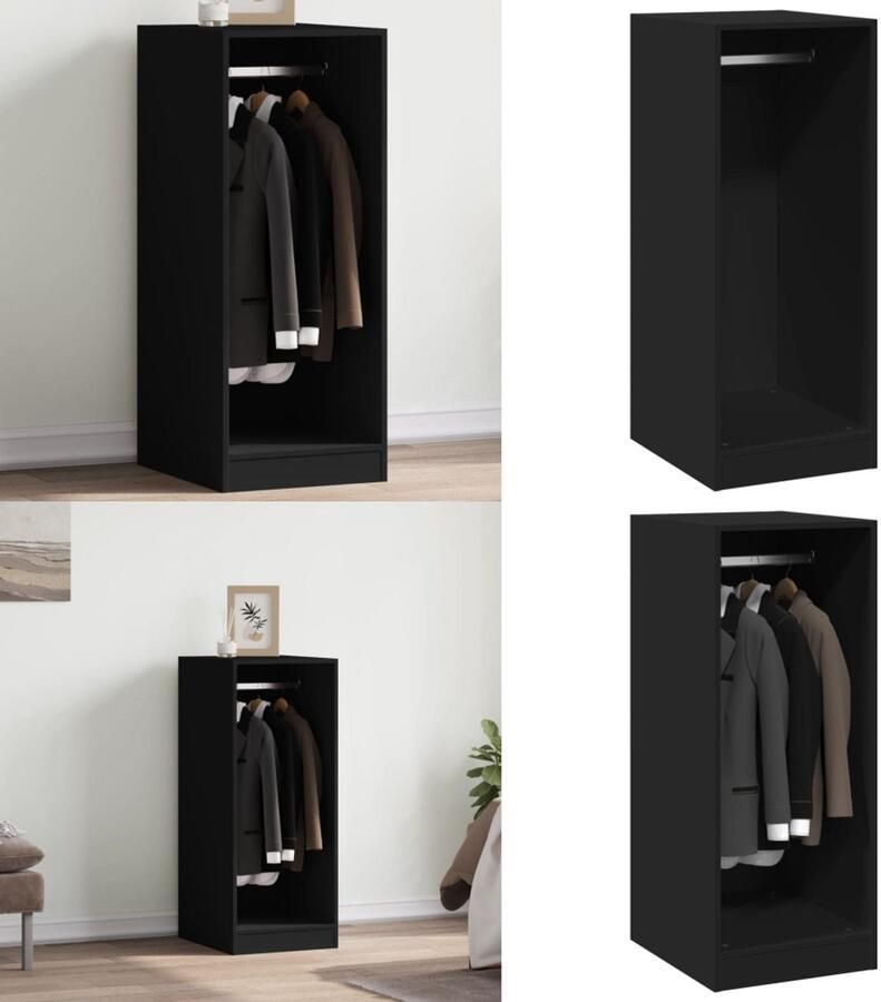 VidaXL Kledingkast 48x41x102 cm bewerkt hout zwart Kledingkast Kledingkasten Klerenkast Garderobekast