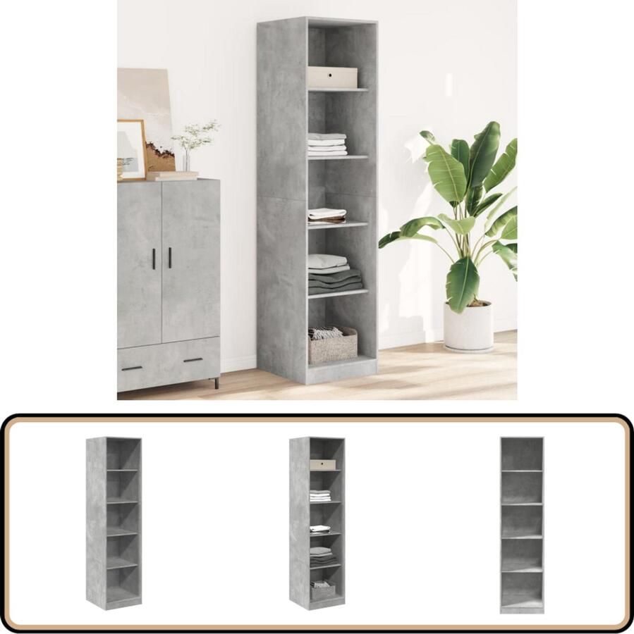 VidaXL Kledingkast 50x50x200 cm Bewerkt Hout Betongrijs Kledingkast Kledingkasten Klerenkast Garderobekast