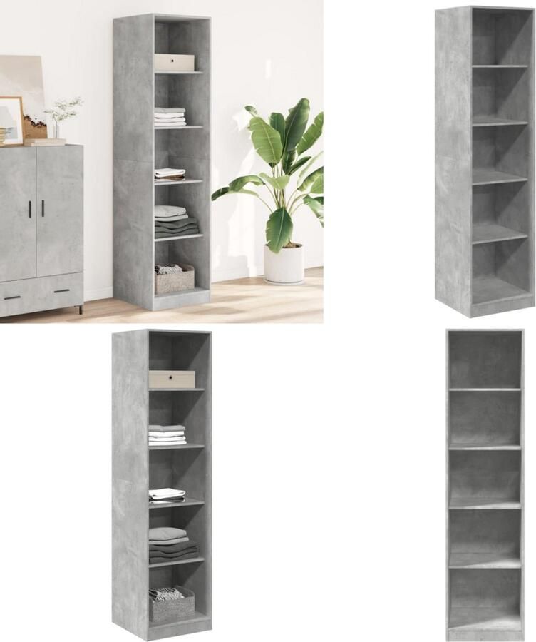 VidaXL Kledingkast 50x50x200 cm bewerkt hout betongrijs Kledingkast Kledingkasten Klerenkast Garderobekast