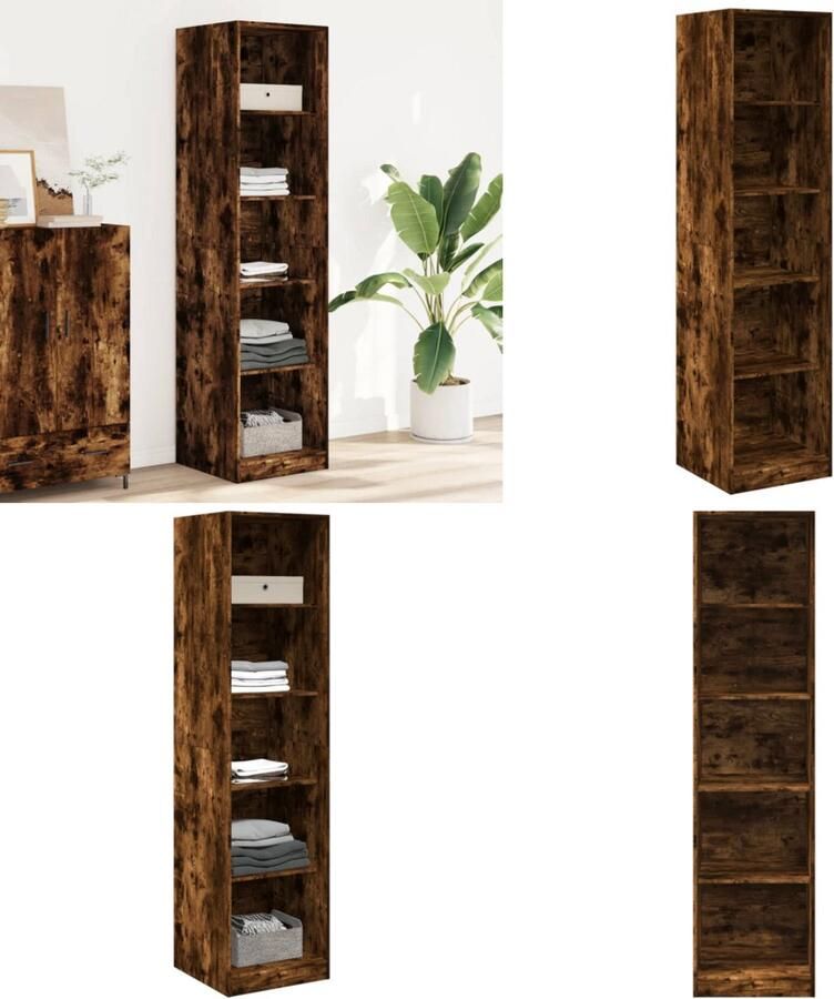 VidaXL Kledingkast 50x50x200 cm bewerkt hout gerookt eikenkleurig Kledingkast Kledingkasten Klerenkast Garderobekast - Foto 2