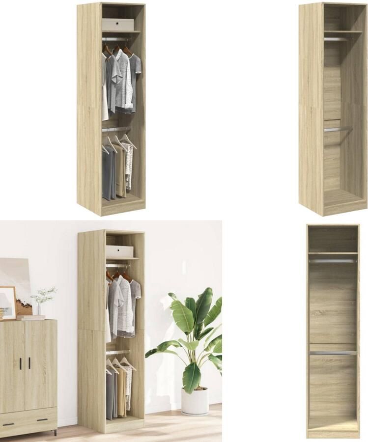 VidaXL Kledingkast 50x50x200 cm bewerkt hout sonoma eikenkleurig Kledingkast Kledingkasten Klerenkast Garderobekast