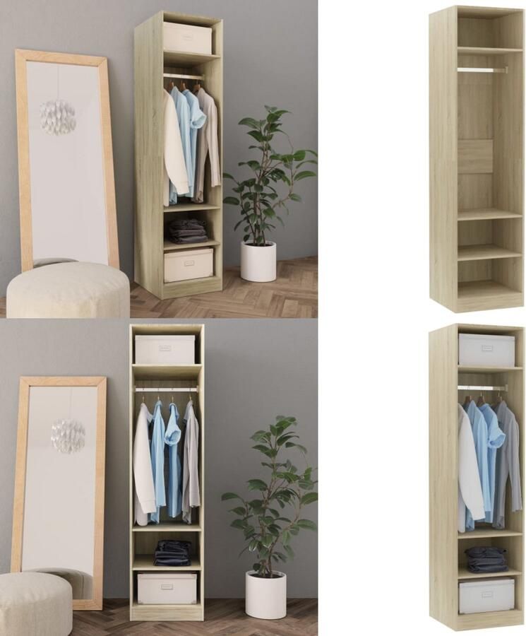 VidaXL Kledingkast 50x50x200 cm bewerkt hout sonoma eikenkleurig Kledingkast Kledingkasten Klerenkast Klerenkasten