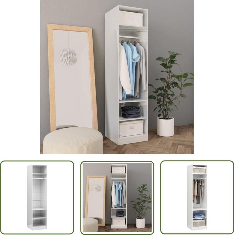 VidaXL Kledingkast 50x50x200 cm Hoogglans Wit Kledingkast Kasten Garderobe Bergruimte Witte Meubelen Moderne Kast Design Kast Compact Meubel Slaapkamermeubilair