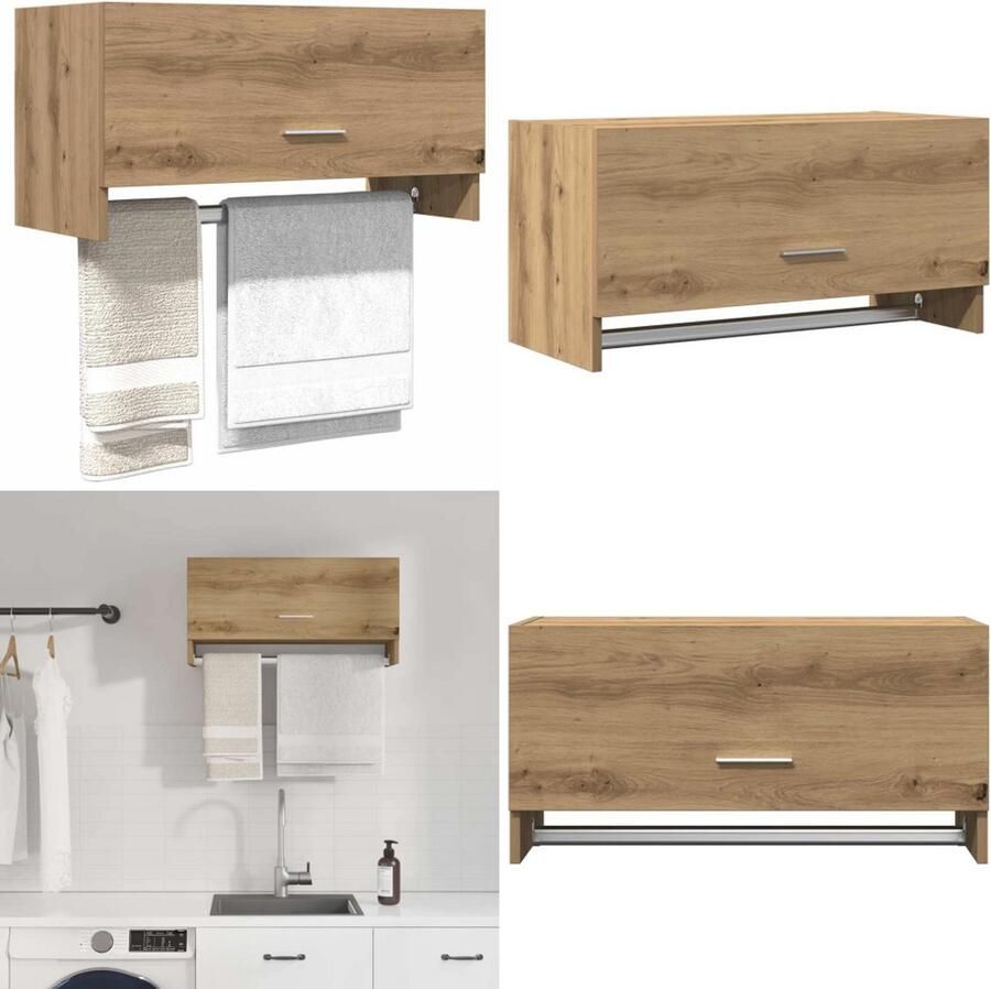 VidaXL Kledingkast 70x32 5x35 cm bewerkt hout artisanaal eikenkleur Kledingkast Kleerkasten Opbergkast Kast