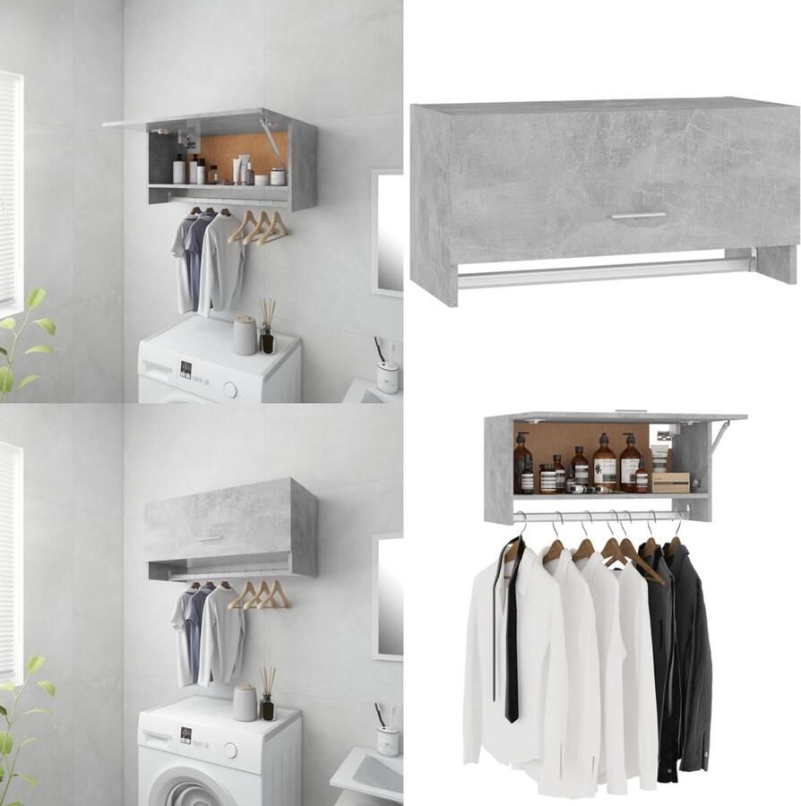 VidaXL Kledingkast 70x32 5x35 cm bewerkt hout betongrijs Kledingkast Kledingkasten Klerenkast Klerenkasten