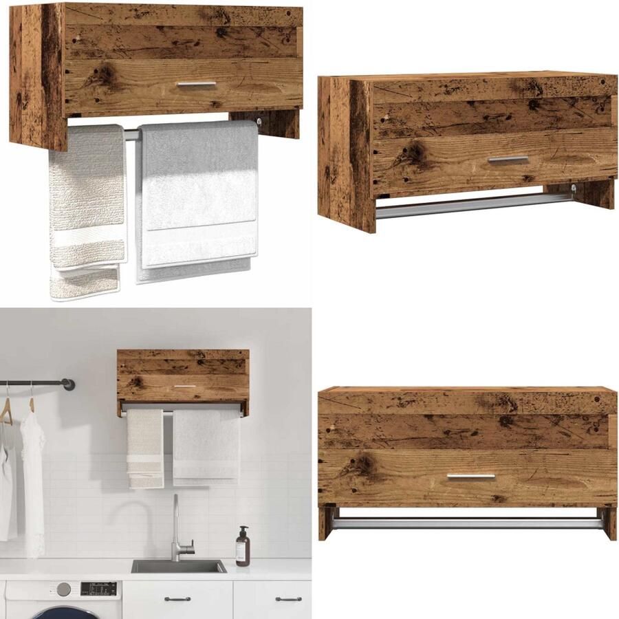 VidaXL Kledingkast 70x32 5x35 cm bewerkt hout oud houtkleurig Kledingkast Kleerkasten Opbergkast Kast