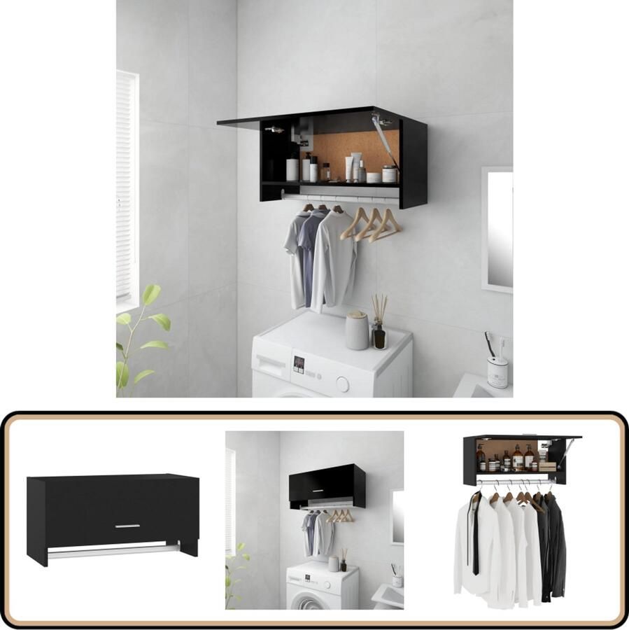 VidaXL Kledingkast 70x32 5x35 cm Bewerkt hout Zwart Kledingkast Compact Kasten Zwarte Kasten Houten Kasten Bergruimte