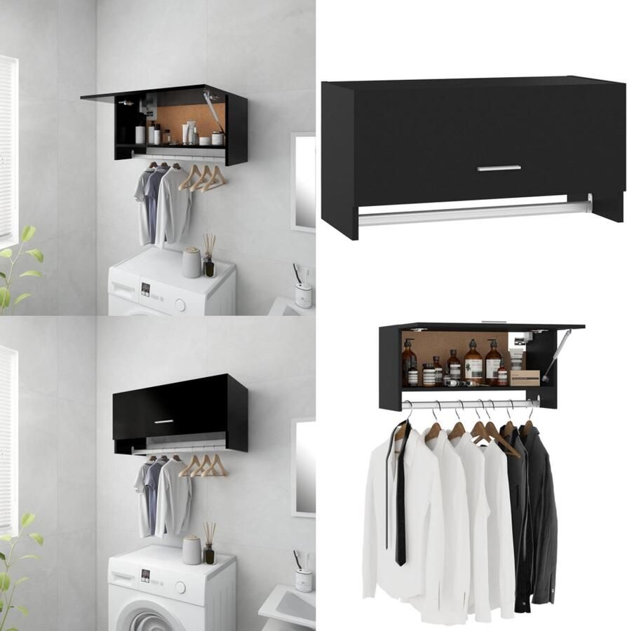 VidaXL Kledingkast 70x32 5x35 cm bewerkt hout zwart Kledingkast Kledingkasten Klerenkast Klerenkasten