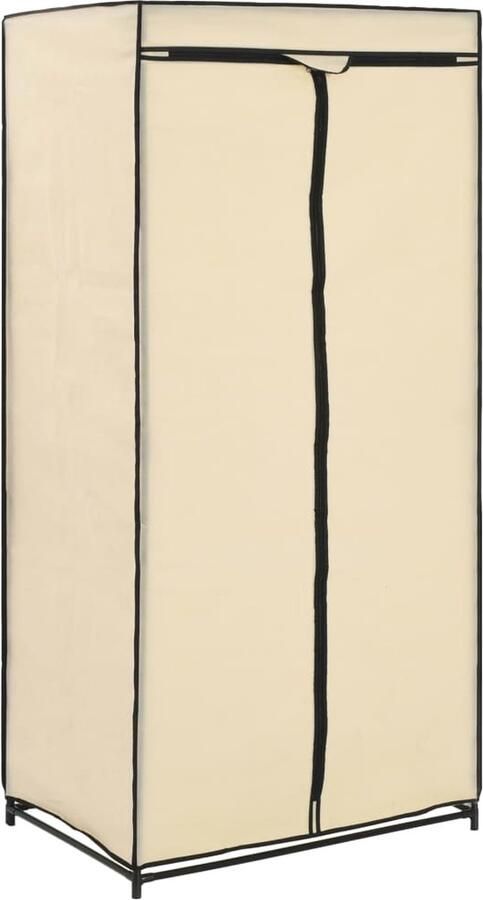 The Living Store Kast Stoffen Hoes 75 x 50 x 160 cm IJzeren Buis Crème Kledingkast Kledingopslag Kruipruimte Opslag Stofvrije Opbergbox Garderobe