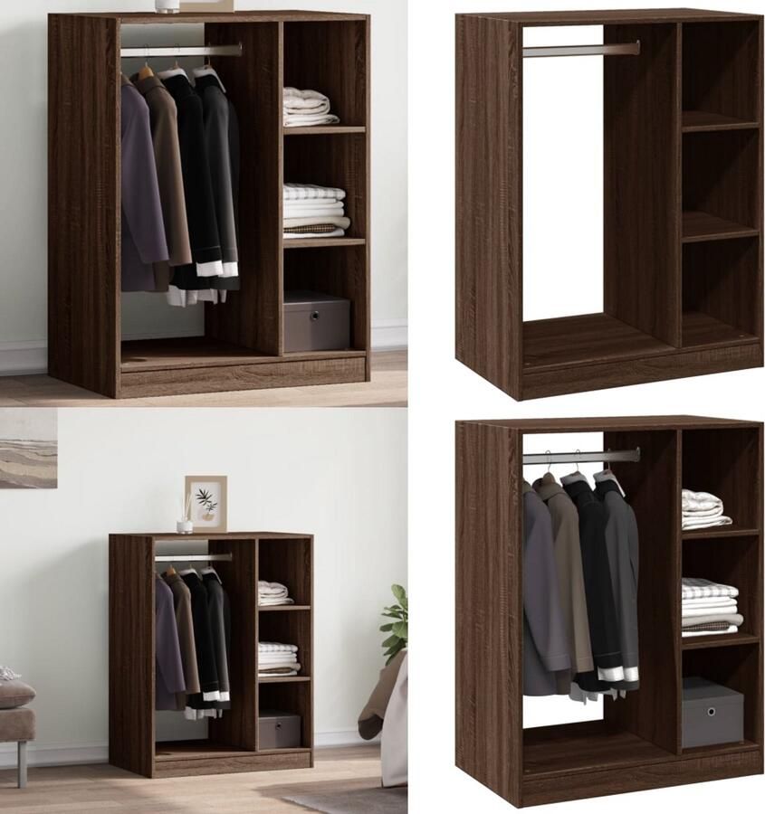 VidaXL Kledingkast 77x48x102 cm bewerkt hout bruin eikenkleurig Kledingkast Kledingkasten Klerenkast Garderobekast