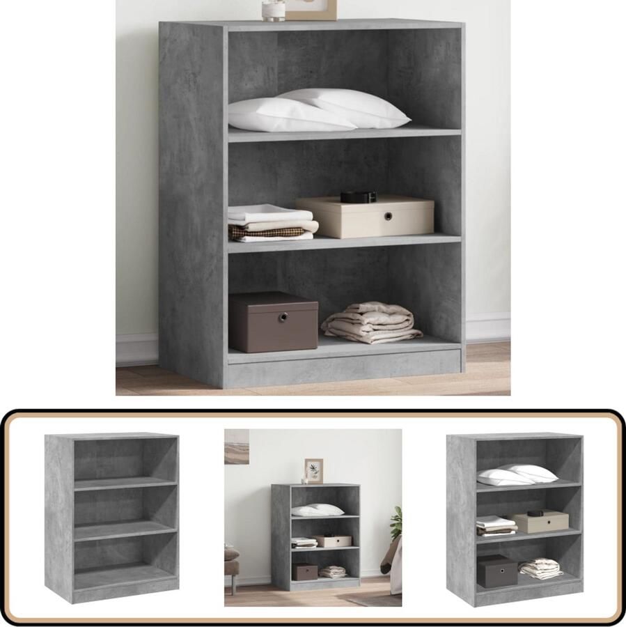 VidaXL Kledingkast 77x48x102 cm Bewerkt hout Grijs Kledingrek Garderobe Houten Kledingkast Betonnen Grijze Kledingkast Opbergkast