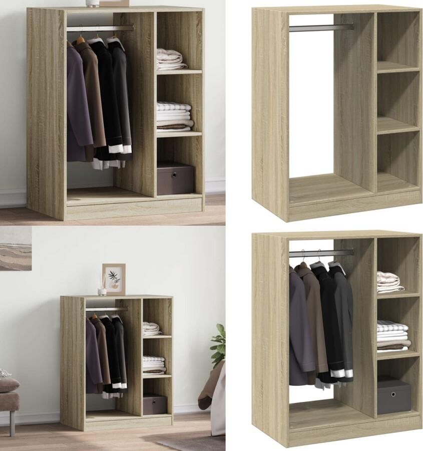 VidaXL Kledingkast 77x48x102 cm bewerkt hout sonoma eikenkleurig Kledingkast Kledingkasten Klerenkast Garderobekast