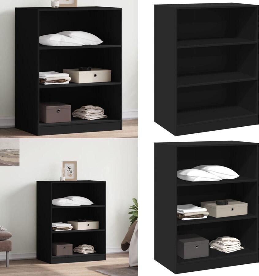 VidaXL Kledingkast 77x48x102 cm bewerkt hout zwart Kledingkast Kledingkasten Klerenkast Garderobekast