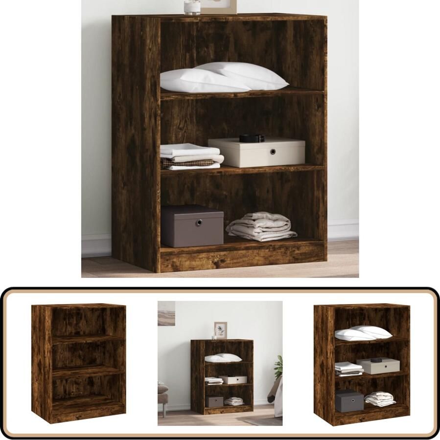 VidaXL Kledingkast 77x48x102 cm Gerookt Eiken Kledingrek Garderobe Houten Kledingrek Bruine Kledingkast Vintage Kledingkast Klein Kledingrek Multifunctioneel Rek Opbergruimte