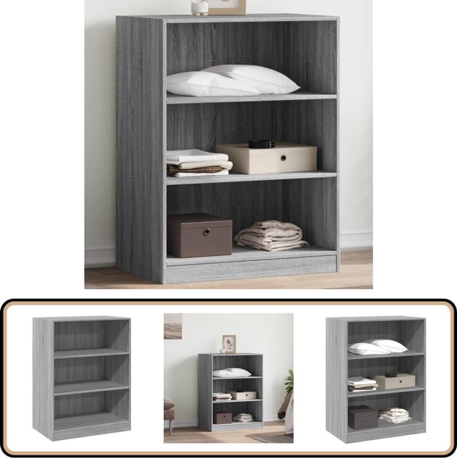 VidaXL Kledingkast 77x48x102 cm Grijs Sonoma Eiken Kledingkast Garderobe Bergruimte Kledingopbergers Interieurdecoratie