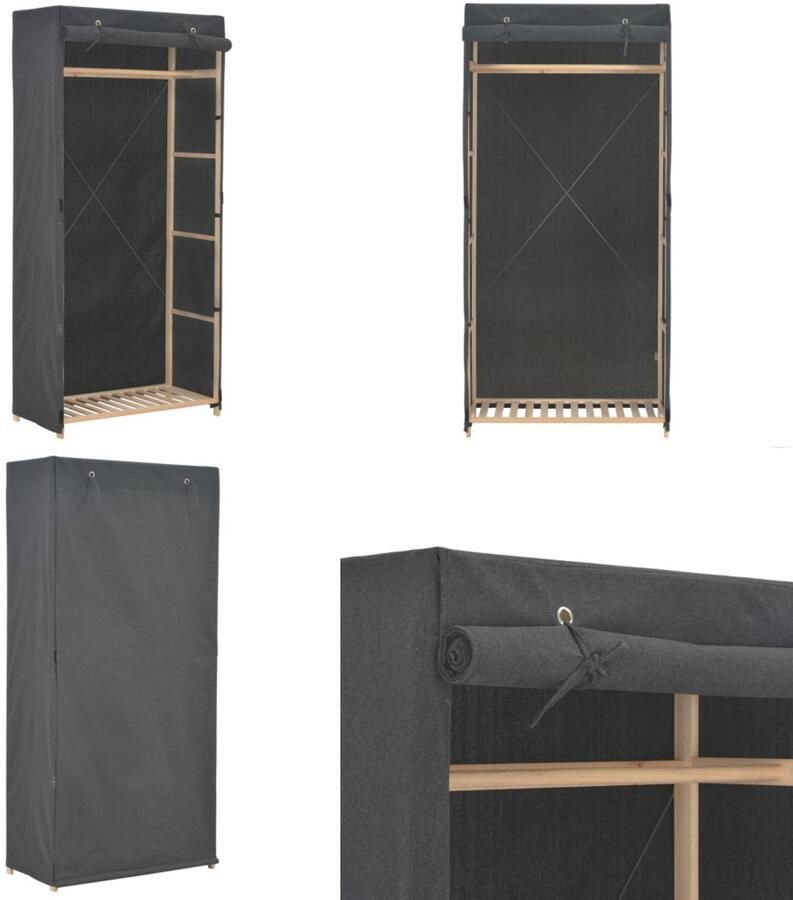 VidaXL Kledingkast 79x40x170 cm stof grijs Kledingkast Kledingkasten Garderobekast Garderobekasten