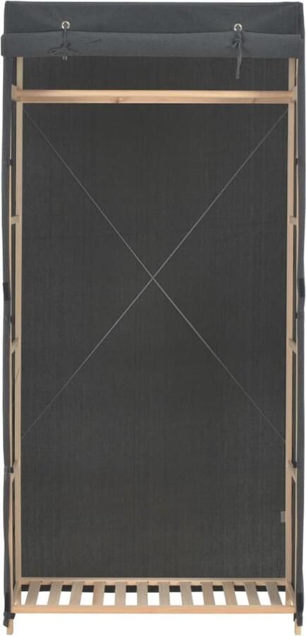 VidaXL Kledingkast 79x40x170 cm Stof Grijs Klerenkast Garderobe Opslagruimte Kleding Organizer Dressoir Kamerinrichting Woonkamer Slaapkamer Entreehal